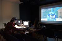 Petersburg Animation Studio director Denis Chernov watching stereo material Petersburg Animation Studio director Denis Chernov watching stereo material